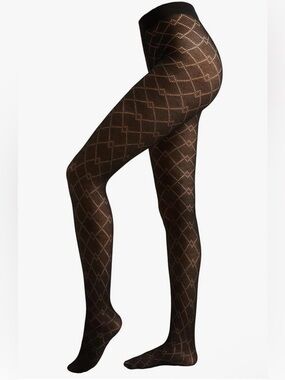 Calzedonia Diamond Tights with Cashmere Black size 3/4 M/L Black 5400